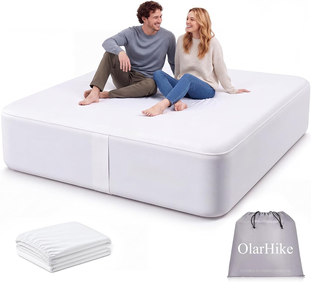 Queen Air Mattress, 20 in, with Fitted Sheet