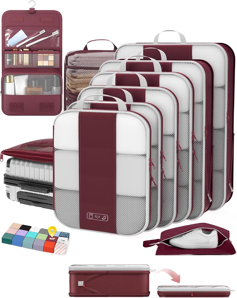 10-Piece Compression Cube Set - Wine Red