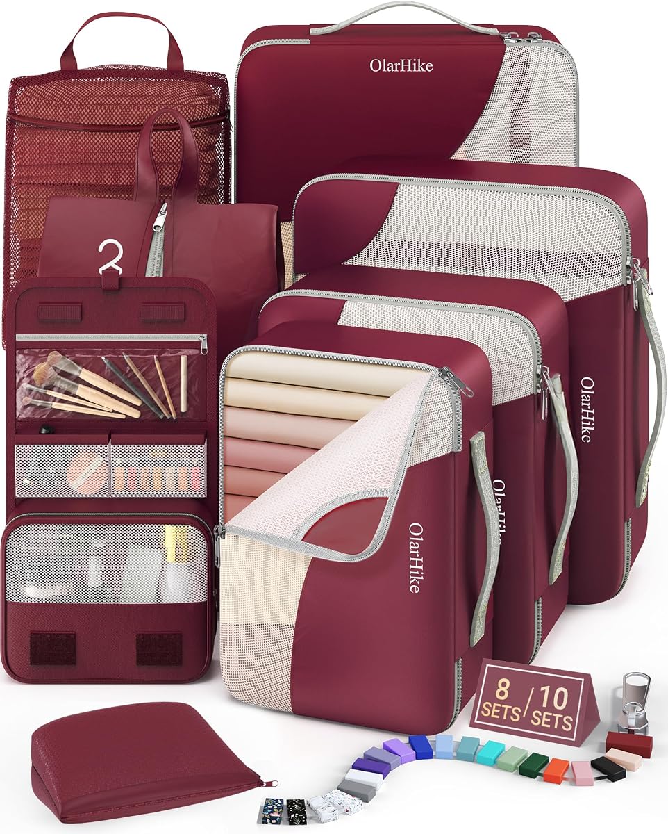 8-Piece Packing Cube Set - Burgundy