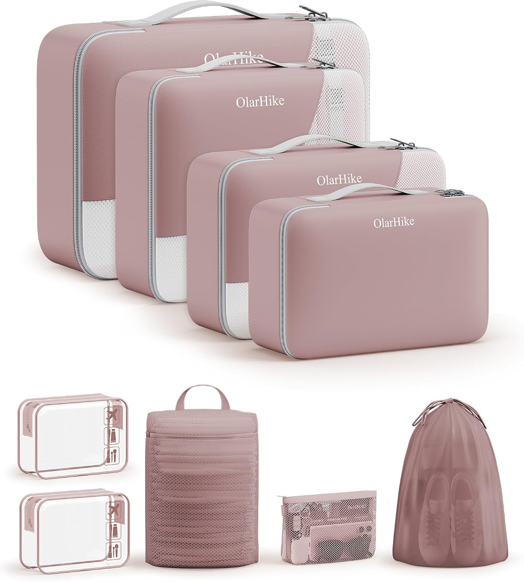 9-Piece Packing Cube Set - Light Coral
