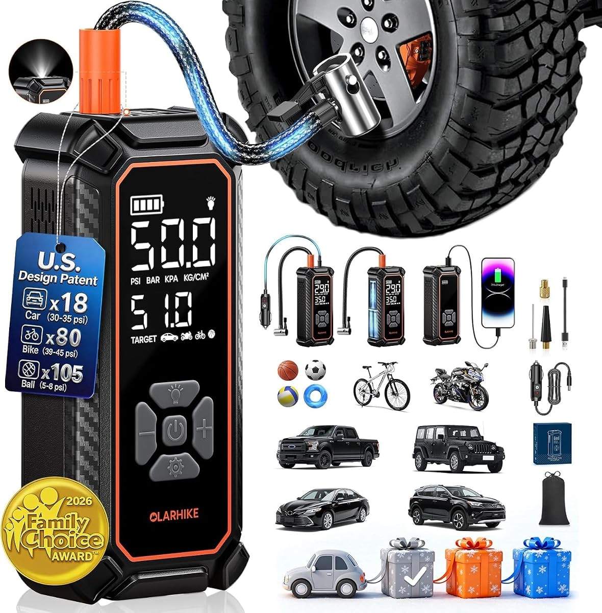 Two-Inflator Kit, 4000 mAh and 6000 mAh, Dual Display