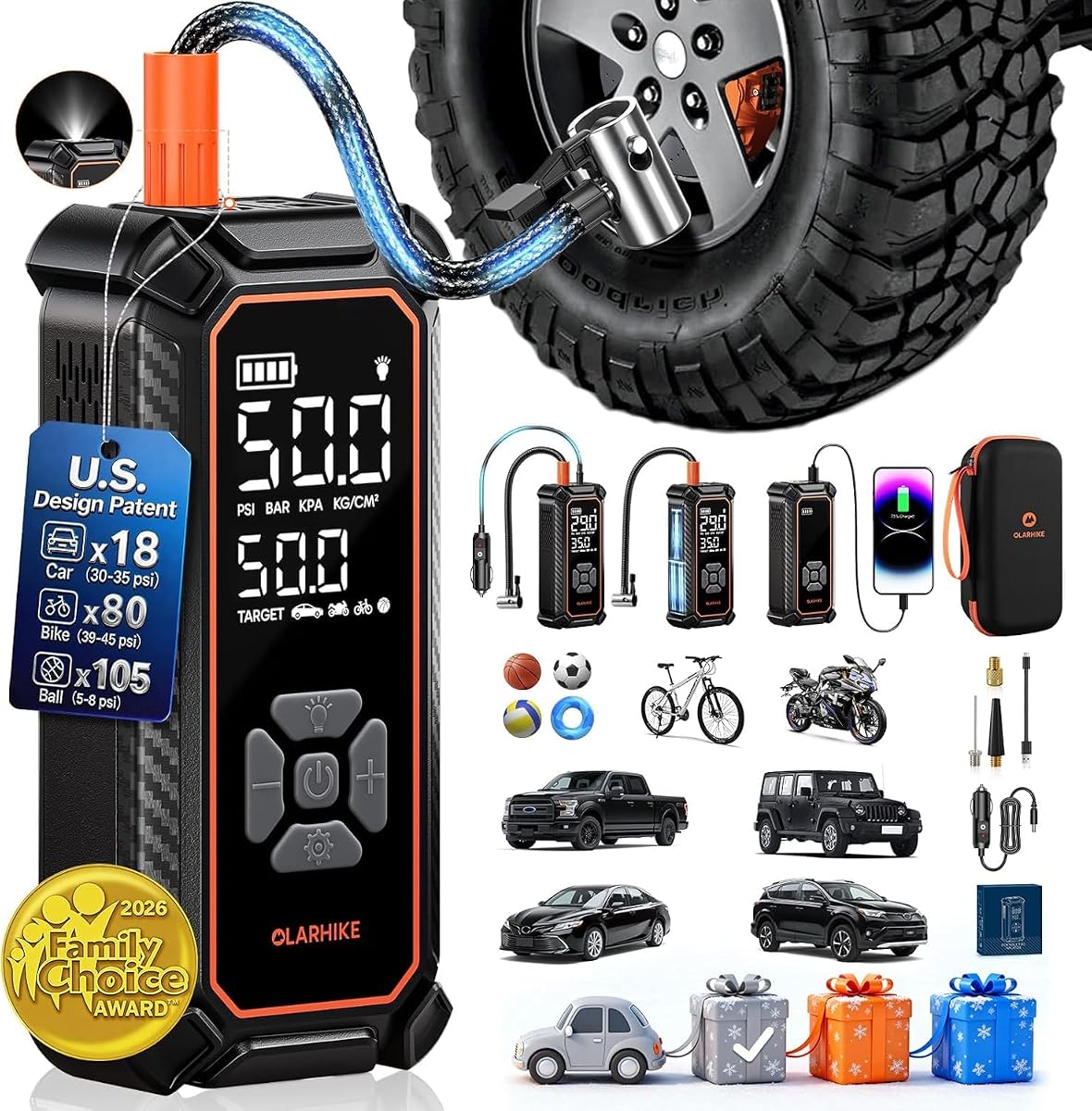 Two-Inflator Kit, 6000 mAh with 12 V Cord and 4000 mAh