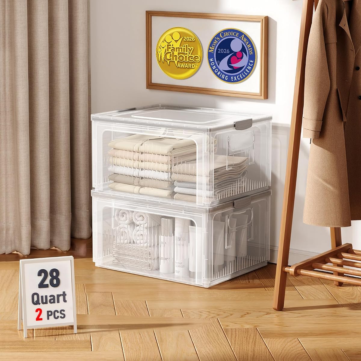 28 qt Clear Collapsible Bins - 2 Pack