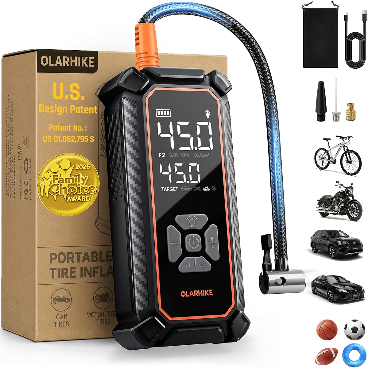 Cordless Tire Inflator, 150 PSI Bike Pump